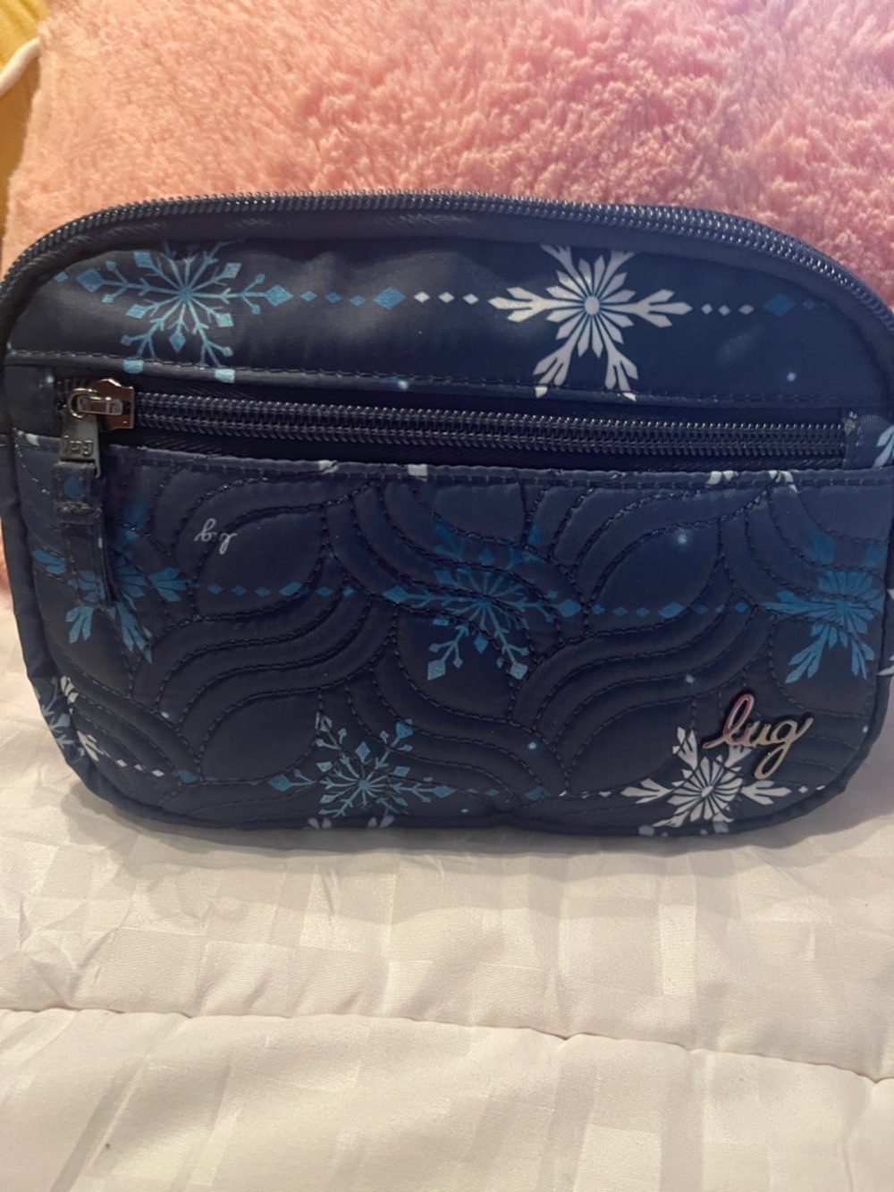 lug Navy Snowflake Quilted Cosmetic Pouch